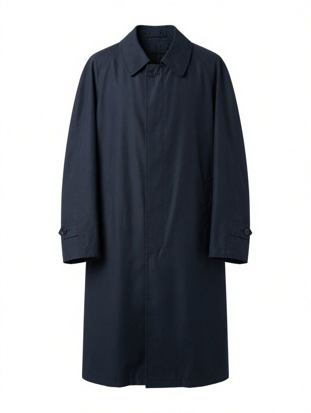 Vtg 70 80 Brooks Brothers USA Rain Trench Over Coat Mens 42R Navy Wool Liner